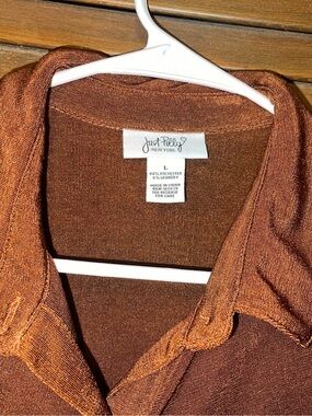 Just Polly New York Brown Women's Dress - Rust Collar Detail